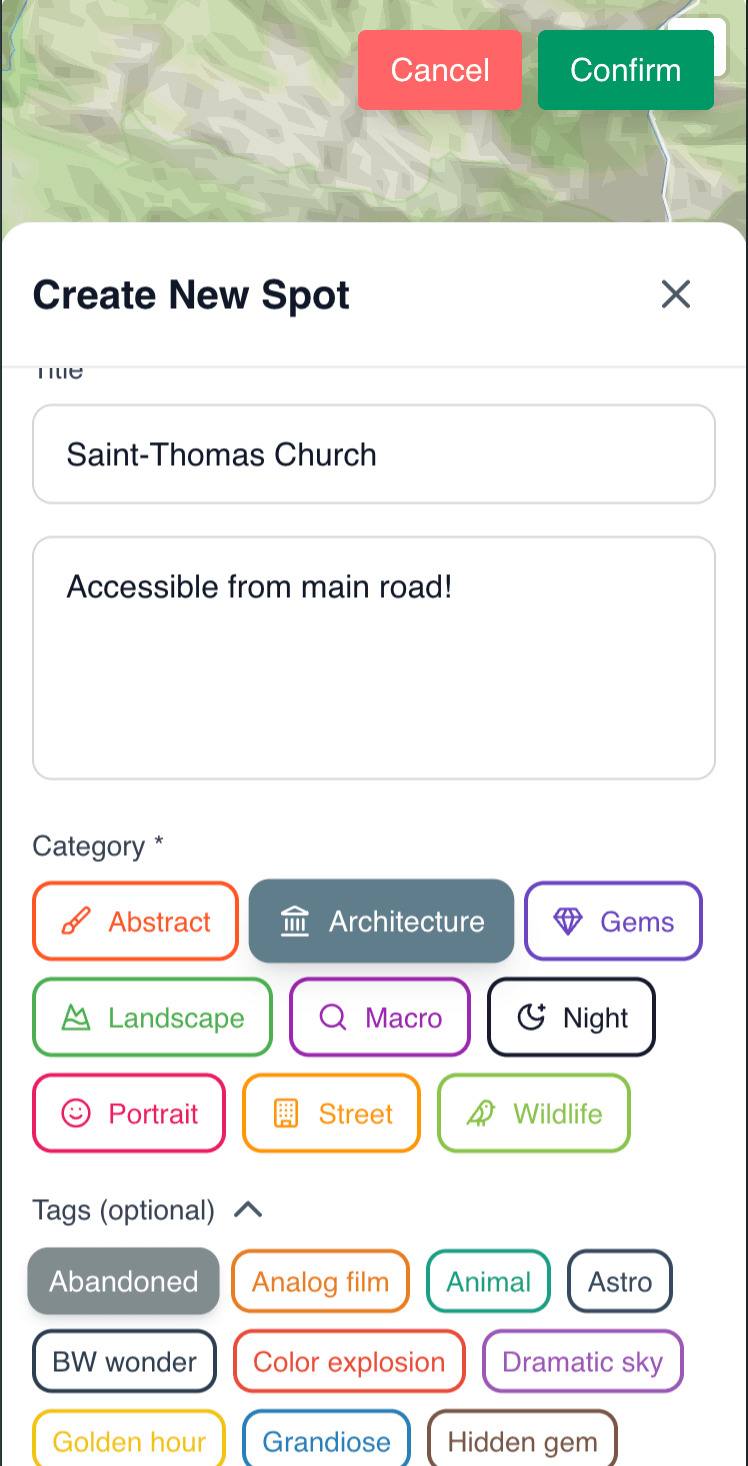 Mapshot photo sharing feature