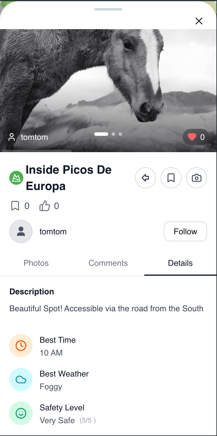 Mapshot location details and community photos
